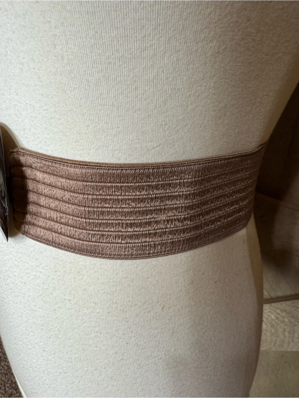 Elastic Brown Waist Belt with Shell Buckle